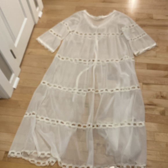 Vintage lingerie lace robe white see-through women’s small - Picture 9 of 10